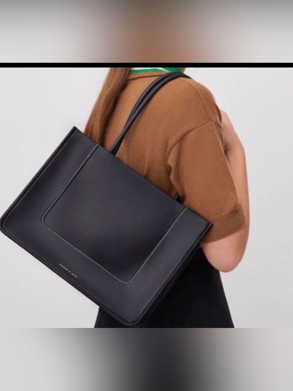 NWT Charles & Keith Daylla Tote Bag features a structured rectangular